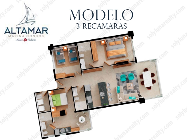 Precio:5450000 <br>ALTAMAR - Marina Condos

Grupo Viventa

Único Desarrollo Condominal de Inversion, ofreciendo 1, 2 y 3 recamaras, Frente y con Salida directa a la Marina de Nuevo Vallarta, ubicado en Av. Paseo de las Palmas, Lote 38 - Villa 4, Nuevo Vallarta, Riviera Nayarit.

Las torres tienen 6 niveles de construccion, Planta Baja es Area comercial, Zona de Alberca comun frente al Mangle con muelle privado. Contamos con 2 opciones Vista a Marina y Vista al Campo de Golf El Tigre.

Modelo de 3 Recamara - Desde $5,450,000 MXN.


	123 M2
	3 Recamaras.
	3 Baños.
	Vistal a Marina y Campo de Golf.


Lista de Precios Actualizada cada dia. PREGUNTA POR DISPONIBILIDAD

Las unidades se apartarán con un depósito simbólico de $20,000 Pesos (reembolsables en caso de cancelación) hecho el Apartado, se abre término de 20 días na