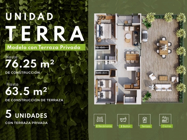 Modelo TERRA Terraza


	2 Recamaras
	2 Baños
	Terraza Privada
	Cocina Integral
	Sala Comedor
	Área de Lavado


Solo 5 unidades.

HABITAT

Fluvial Vallarta

82 UNIDADES
TORRE DE 4 NIVELES DE DEPARTAMENTOS
LOCALES COMERCIALES

EDIFICIO INTELIGENTE

Un espacio preparado para el futuro. Controla tu hogar desde tu smartphone, tablet o PC con estos accesorios y dispositivos.

ÁREAS COMUNES
TODO LO QUE NECESITO ESTÁ AQUÍ.


	Infinity Pool
	Bar Lounge
	Terraza Bar Lounge
	Gimnasio
	Zona Wifi
	Área de BBQ
	Pet Park
	Área Infantil
	Fire Pit
	Asoleaderos


Hasta un 15% de Descuento *

Enganches de 80%, 50% y 30% *

Entregas a 18 meses *
